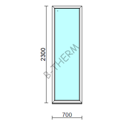 Fix ablak.   70x230 cm (Rendelhető méretek: szélesség 65-74 cm, magasság 225-234 cm.) Deluxe A85 profilból