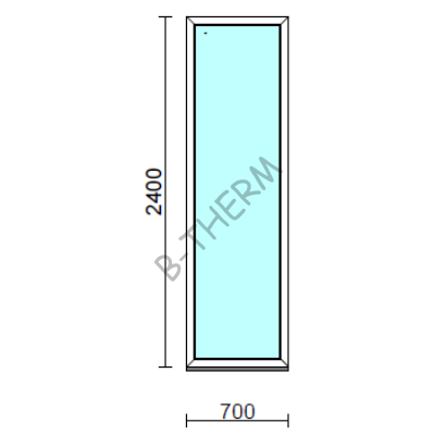 Fix ablak.   70x240 cm (Rendelhető méretek: szélesség 65-74 cm, magasság 235-240 cm.) Deluxe A85 profilból