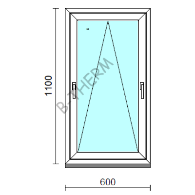 Kétkilincses bukó ablak.   60x110 cm (Rendelhető méretek: szélesség 55- 64 cm, magasság 105-114 cm.) Deluxe A85 profilból