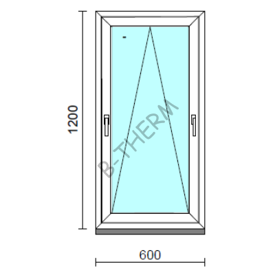 Kétkilincses bukó ablak.   60x120 cm (Rendelhető méretek: szélesség 55- 64 cm, magasság 115-124 cm.) Deluxe A85 profilból