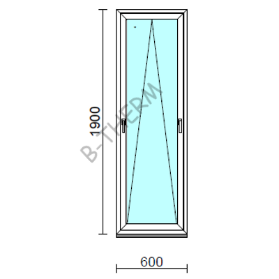 Kétkilincses bukó ablak.   60x190 cm (Rendelhető méretek: szélesség 55- 64 cm, magasság 185-194 cm.)  New Balance 85 profilból