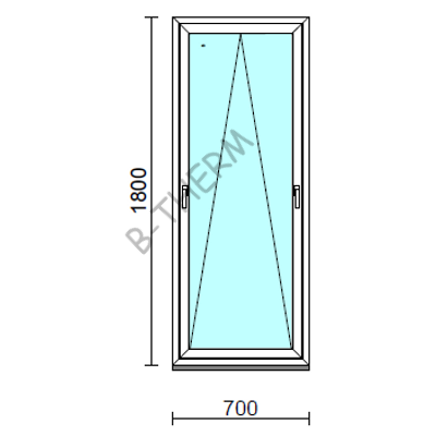Kétkilincses bukó ablak.   70x180 cm (Rendelhető méretek: szélesség 65- 74 cm, magasság 175-184 cm.)  New Balance 85 profilból