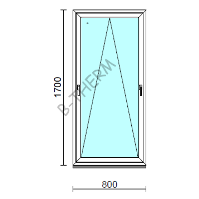 Kétkilincses bukó ablak.   80x170 cm (Rendelhető méretek: szélesség 75- 84 cm, magasság 165-174 cm.)  New Balance 85 profilból