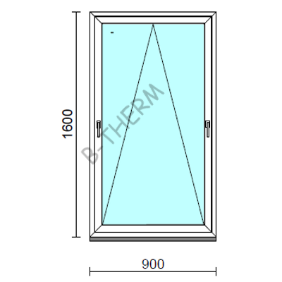 Kétkilincses bukó ablak.   90x160 cm (Rendelhető méretek: szélesség 85- 90 cm, magasság 155-164 cm.)  New Balance 85 profilból