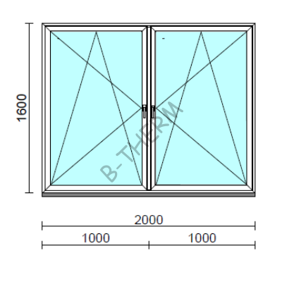 TO Bny-Bny ablak.  200x160 cm (Rendelhető méretek: szélesség 195-204 cm, magasság 155-164 cm.)   Optima 76 profilból