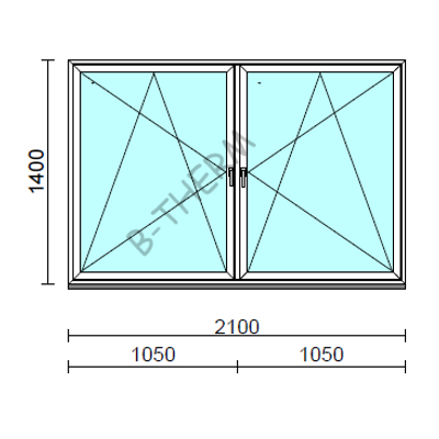 TO Bny-Bny ablak.  210x140 cm (Rendelhető méretek: szélesség 205-214 cm, magasság 135-144 cm.) Deluxe A85 profilból