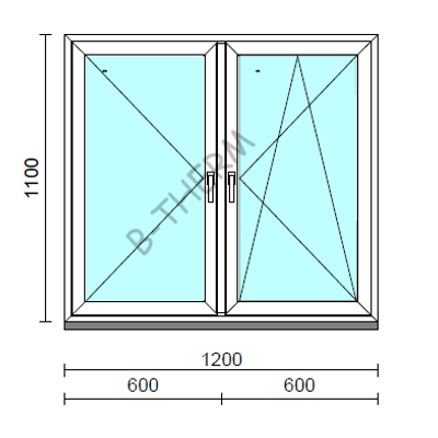 TO Ny-Bny ablak.  120x110 cm (Rendelhető méretek: szélesség 120-124 cm, magasság 105-114 cm.)  New Balance 85 profilból