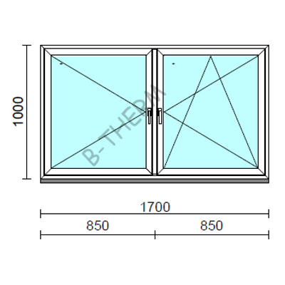 TO Ny-Bny ablak.  170x100 cm (Rendelhető méretek: szélesség 165-174 cm, magasság 95-104 cm.) Deluxe A85 profilból