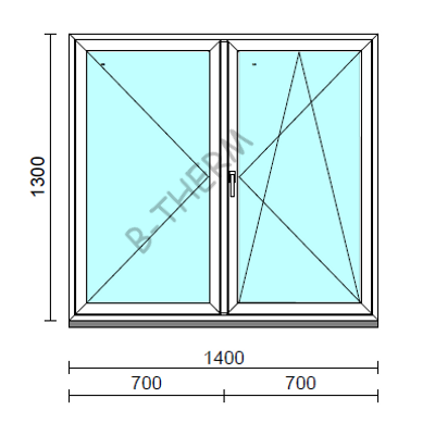 VSZ Ny-Bny ablak.  140x130 cm (Rendelhető méretek: szélesség 135-144 cm, magasság 125-134 cm.)   Green 76 profilból