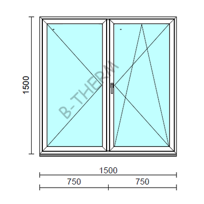 VSZ Ny-Bny ablak.  150x150 cm (Rendelhető méretek: szélesség 145-154 cm, magasság 145-154 cm.) Deluxe A85 profilból