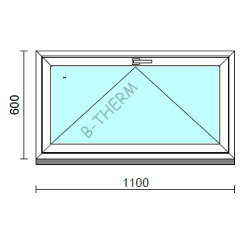 Bukó ablak.  110x 60 cm (Rendelhető méretek: szélesség 105-114 cm, magasság 55- 64 cm.)   Green 76 profilból