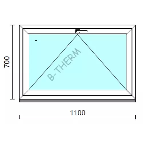 Bukó ablak.  110x 70 cm (Rendelhető méretek: szélesség 105-114 cm, magasság 65- 74 cm.) Deluxe A85 profilból