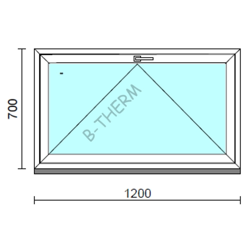 Bukó ablak.  120x 70 cm (Rendelhető méretek: szélesség 115-124 cm, magasság 65- 74 cm.)   Green 76 profilból