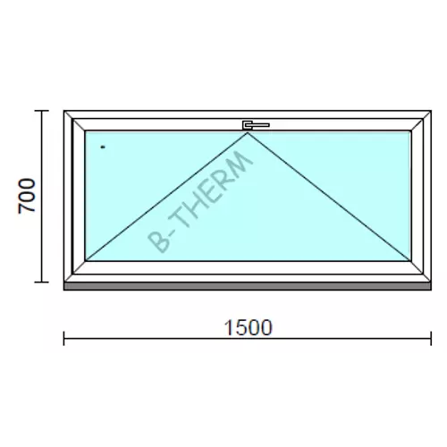 Bukó ablak.  150x 70 cm (Rendelhető méretek: szélesség 145-150 cm, magasság 65- 74 cm.)   Green 76 profilból