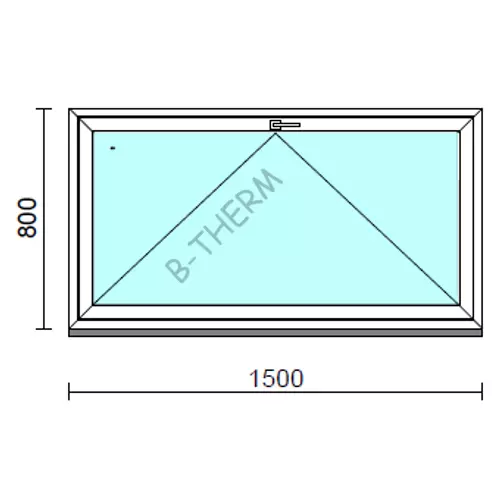Bukó ablak.  150x 80 cm (Rendelhető méretek: szélesség 145-150 cm, magasság 75- 84 cm.)   Green 76 profilból