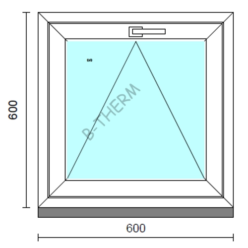 Bukó ablak.   60x 60 cm (Rendelhető méretek: szélesség 55- 64 cm, magasság 55- 64 cm.) Deluxe A85 profilból