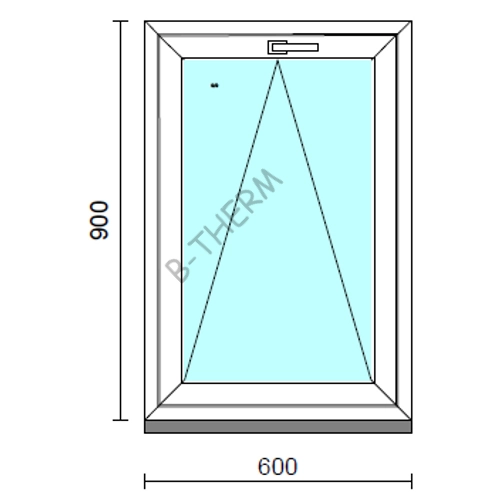 Bukó ablak.   60x 90 cm (Rendelhető méretek: szélesség 55- 64 cm, magasság 85- 90 cm.)   Green 76 profilból