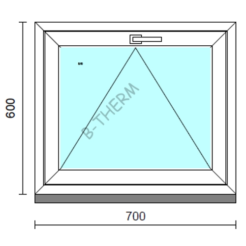 Bukó ablak.   70x 60 cm (Rendelhető méretek: szélesség 65- 74 cm, magasság 55- 64 cm.)   Green 76 profilból