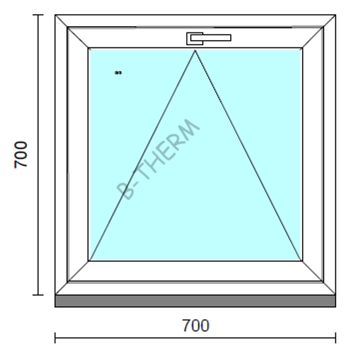 Bukó ablak.   70x 70 cm (Rendelhető méretek: szélesség 65- 74 cm, magasság 65- 74 cm.)  New Balance 85 profilból