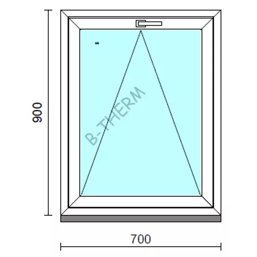 Bukó ablak.   70x 90 cm (Rendelhető méretek: szélesség 65- 74 cm, magasság 85- 90 cm.)   Green 76 profilból