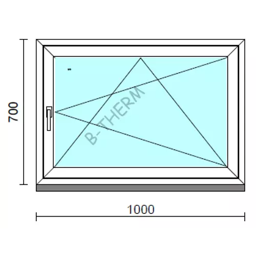 Bukó-nyíló ablak.  100x 70 cm (Rendelhető méretek: szélesség 95-100 cm, magasság - 74 cm.) Deluxe A85 profilból