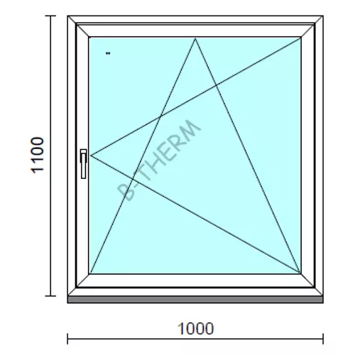 Bukó-nyíló ablak.  100x110 cm (Rendelhető méretek: szélesség 95-104 cm, magasság 105-114 cm.)  New Balance 85 profilból