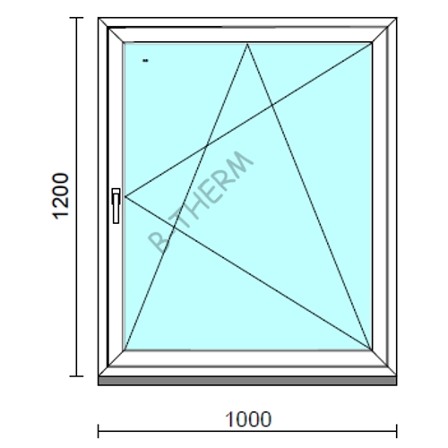 Bukó-nyíló ablak.  100x120 cm (Rendelhető méretek: szélesség 95-104 cm, magasság 115-124 cm.)  New Balance 85 profilból
