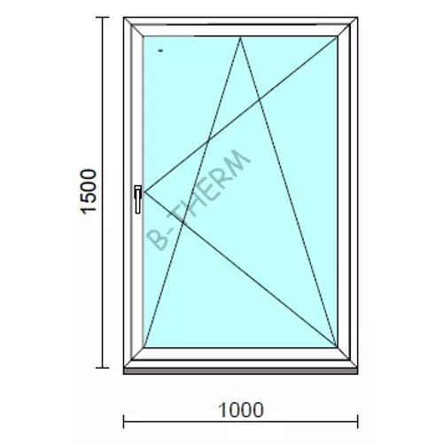 Bukó-nyíló ablak.  100x150 cm (Rendelhető méretek: szélesség 95-104 cm, magasság 145-154 cm.) Deluxe A85 profilból