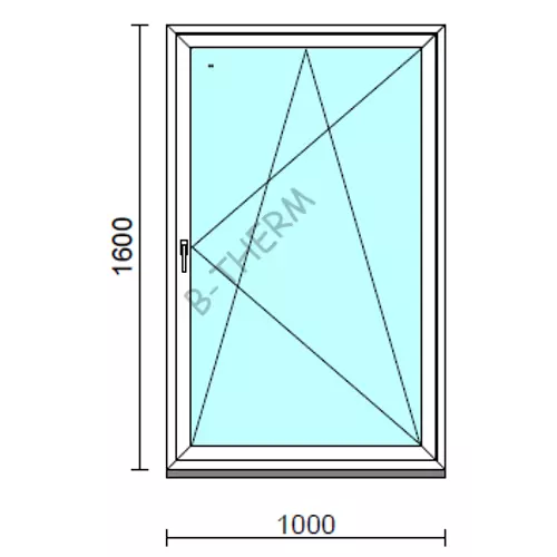 Bukó-nyíló ablak.  100x160 cm (Rendelhető méretek: szélesség 95-104 cm, magasság 155-164 cm.)   Green 76 profilból