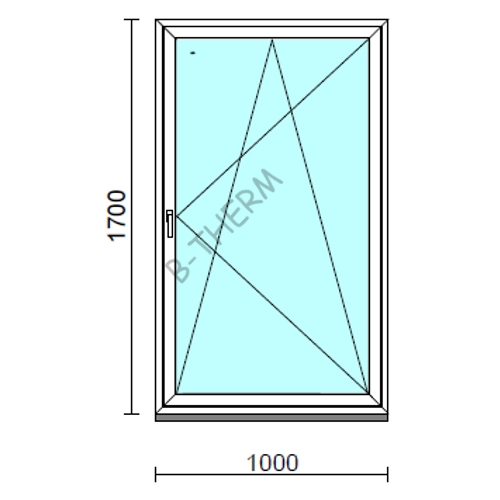 Bukó-nyíló ablak.  100x170 cm (Rendelhető méretek: szélesség 95-104 cm, magasság 165-174 cm.)  New Balance 85 profilból