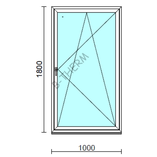 Bukó-nyíló ablak.  100x180 cm (Rendelhető méretek: szélesség 95-104 cm, magasság 175-180 cm.) Deluxe A85 profilból