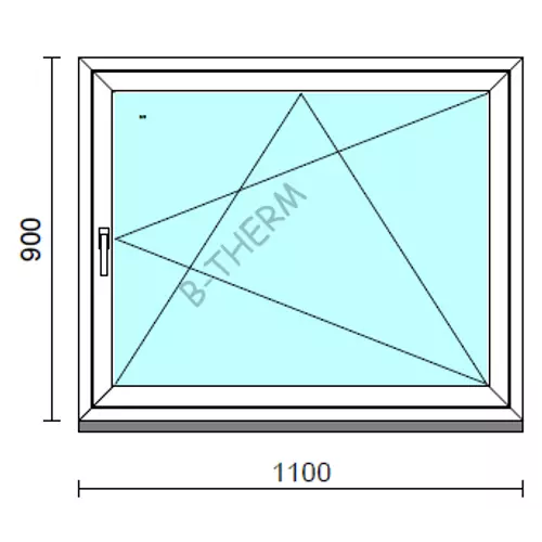Bukó-nyíló ablak.  110x 90 cm (Rendelhető méretek: szélesség 105-114 cm, magasság 85- 94 cm.)  New Balance 85 profilból