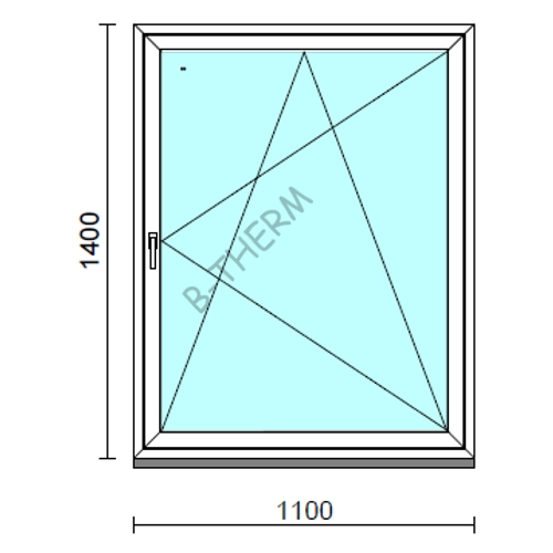 Bukó-nyíló ablak.  110x140 cm (Rendelhető méretek: szélesség 105-114 cm, magasság 135-144 cm.) Deluxe A85 profilból