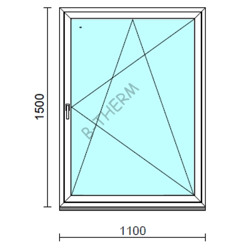 Bukó-nyíló ablak.  110x150 cm (Rendelhető méretek: szélesség 105-114 cm, magasság 145-154 cm.)  New Balance 85 profilból