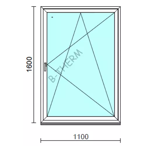 Bukó-nyíló ablak.  110x160 cm (Rendelhető méretek: szélesség 105-114 cm, magasság 155-164 cm.)  New Balance 85 profilból