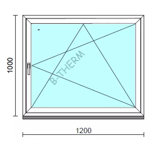 Bukó-nyíló ablak.  120x100 cm (Rendelhető méretek: szélesség 115-124 cm, magasság 95-104 cm.) Deluxe A85 profilból