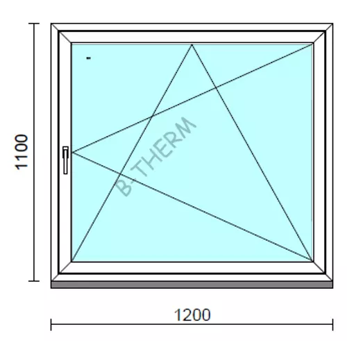 Bukó-nyíló ablak.  120x110 cm (Rendelhető méretek: szélesség 115-124 cm, magasság 105-114 cm.)  New Balance 85 profilból