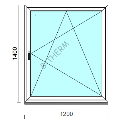 Bukó-nyíló ablak.  120x140 cm (Rendelhető méretek: szélesség 115-124 cm, magasság 135-144 cm.)  New Balance 85 profilból