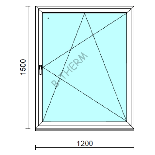 Bukó-nyíló ablak.  120x150 cm (Rendelhető méretek: szélesség 115-124 cm, magasság 145-154 cm.)  New Balance 85 profilból