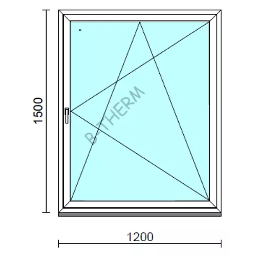 Bukó-nyíló ablak.  120x150 cm (Rendelhető méretek: szélesség 115-124 cm, magasság 145-154 cm.)   Green 76 profilból