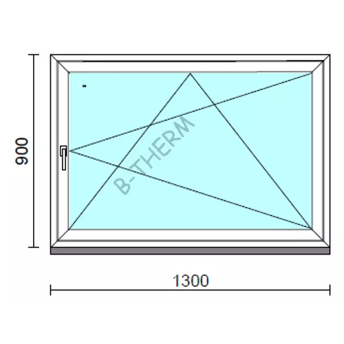Bukó-nyíló ablak.  130x 90 cm (Rendelhető méretek: szélesség 125-130 cm, magasság - 94 cm.)  New Balance 85 profilból