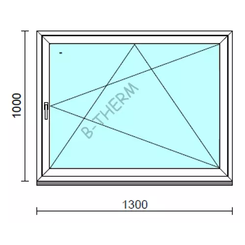 Bukó-nyíló ablak.  130x100 cm (Rendelhető méretek: szélesség 125-134 cm, magasság 95-104 cm.)  New Balance 85 profilból