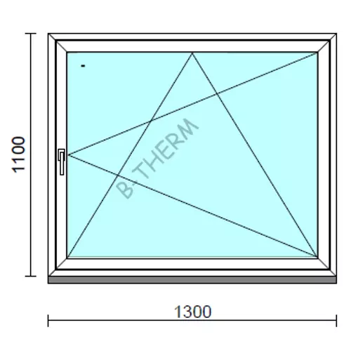 Bukó-nyíló ablak.  130x110 cm (Rendelhető méretek: szélesség 125-134 cm, magasság 105-114 cm.)  New Balance 85 profilból