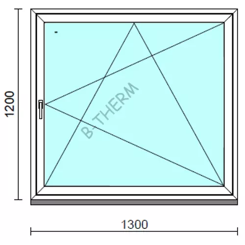 Bukó-nyíló ablak.  130x120 cm (Rendelhető méretek: szélesség 125-134 cm, magasság 115-124 cm.) Deluxe A85 profilból