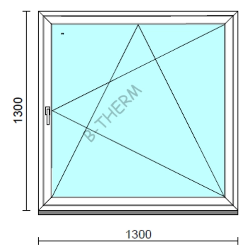 Bukó-nyíló ablak.  130x130 cm (Rendelhető méretek: szélesség 125-134 cm, magasság 125-134 cm.)   Green 76 profilból