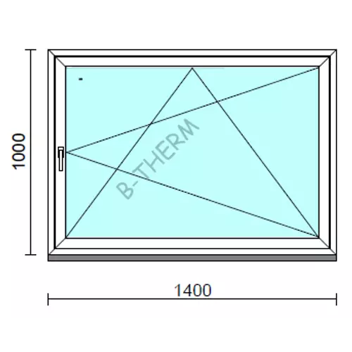 Bukó-nyíló ablak.  140x100 cm (Rendelhető méretek: szélesség 135-140 cm, magasság -104 cm.)  New Balance 85 profilból