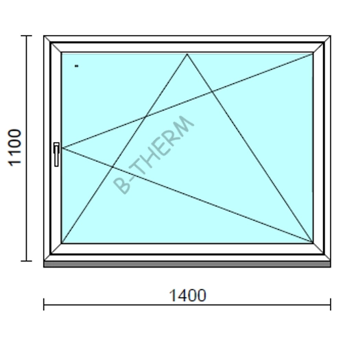 Bukó-nyíló ablak.  140x110 cm (Rendelhető méretek: szélesség 135-144 cm, magasság 105-114 cm.)  New Balance 85 profilból
