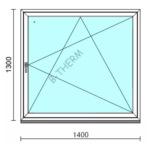 Bukó-nyíló ablak.  140x130 cm (Rendelhető méretek: szélesség 135-144 cm, magasság 125-134 cm.) Deluxe A85 profilból