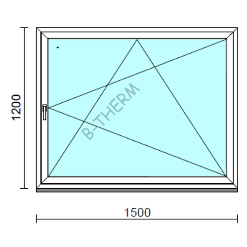 Bukó-nyíló ablak.  150x120 cm (Rendelhető méretek: szélesség 145-150 cm, magasság 115-124 cm.) Deluxe A85 profilból
