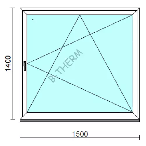 Bukó-nyíló ablak.  150x140 cm (Rendelhető méretek: szélesség 145-150 cm, magasság 135-144 cm.) Deluxe A85 profilból